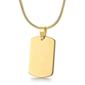 Minimalist gold-plated stainless steel military dog tag pendant with snake chain - With Chain / Gold