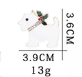 Cartoon dog brooch with holly leaves and crystal collar for Christmas outfit - C1650-2-Christmas Dog