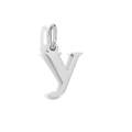 Polished silver metal pendant featuring the lowercase letter y for jewelry making - Lowercase y - Steel Color