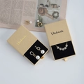 Drawer kraft jewelry box set featuring pearl knot earrings and flower crystal necklace - Brown