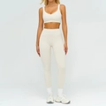 Ensemble de yoga deux pièces blanc crème avec brassière col U et legging - S / Haut Et Bas / Soutien-gorge de sport + Leggings / Abricot Avoine