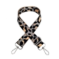 Adjustable leopard print wide jacquard strap with silver metal swivel hooks for handbags - Grey + Silver Buckle