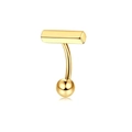 Polished golden stainless steel belly button ring with hexagonal bar and ball ends - Gold Bar