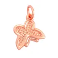 Detailed butterfly pendant accessory in rose gold finish with textured wings and top loop - Textured Butterfly-Rose Gold