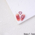 8mm pink heart hollow nail charm with silver base and crystal rhinestones - QFX50-Hollow Rose Red Rhinestone Heart (8x7.5mm)