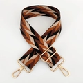 Tracolla regolabile in tessuto chevron con fibbie in metallo dorato e dettagli marroni - Marrone Scuro