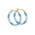 Fashionable gold hoop earrings with blue beaded accents for women and girls - 1# Blue