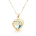 Collana MOM cuore dorato con pietra portafortuna azzurra intarsiata su catena fine - Oro Marzo (KN196891-K)