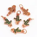 Rose gold cactus pendant with green micro-pave zircons for DIY jewelry design - Cactus Model B / Rose Gold (Green Zircon)