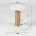 Small sisal cat scratching post with white plush base and toy mouse, 20cm height - Round Small 20cm Height / White