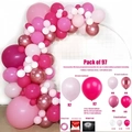 97-piece pink and rose gold latex balloon arch kit with various sizes for parties - Pink Rose White Gold Style (Set 045)