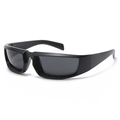 Futuristic y2k sports sunglasses with matte black wide frames and gray lenses - Black Frame Black Lens