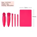 Rose red 5-piece travel makeup brush set with portable mirror storage case - Red