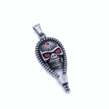 Gotischer Totenkopf-Anhänger aus Silber mit roten Steinen im Reißverschluss-Design - Kleiner Anhänger (Ohne Kette)