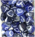 Deep blue heart-shaped natural stones with white veining for home decoration and gifts - Blue Sodalite