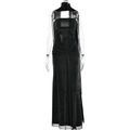 Elegante mouwloze zwarte avondjurk met metallic afwerking en stijlvol halslint - S / Zwart