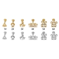 Chirurgisch stalen 16G piercingset in goud en zilver met glanzende zirkoonaccenten - Driehoek / 6mm / Goud