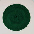 Classic dark green wool beret with knit texture and round vintage design for women - M / Dark Green