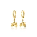 Golden pumpkin carriage stud earrings with sparkling blue and clear cubic zirconia - Pumpkin Carriage (Style 25)
