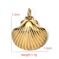 Polished stainless steel seashell pendant with gold finish, 1.5cm shell charm for DIY jewelry - BXGPJ083-Shell Shaped Pendant