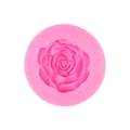 Pink round silicone mold featuring a detailed rose flower shape for DIY candles and soaps - 3# Pink-Large Rose