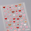 3D heart nail art stickers M-692 featuring red and pink glitter lace patterns - M-692 Bronzing + Jelly
