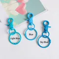 Colorful light blue and sky blue metal lobster clasp keychains with round rings - Light Blue