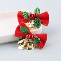 Red velvet Christmas bow with golden bells and green holly leaves decoration - Christmas Bow Series 1