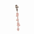 Detail view of silver spiral alloy pendant with five irregular pink crystal stones - Silver Base Pink Short
