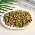 Polished natural green and red mottled crystal stones in a white decorative tray - 100g Of Emerald Green (9-12mm)