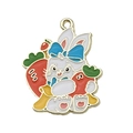Easter bunny enamel alloy charm with blue bow and carrots for DIY jewelry making - Carrot Bunny (18545)