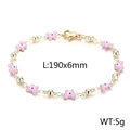 Pulsera de mariposa rosa y ojo turco en cobre dorado con longitud de 190mm - Rosa