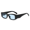 Retro rectangle sunglasses with bold black frames and light blue lenses in a Y2K style - Black Frame Blue Lens
