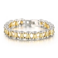 Two-tone silver and gold 11mm mechanical bicycle chain bracelet with folding clasp - Two-Tone Silver & Gold (KB44600-D)