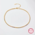 Vergoldete 925er Silberkette mit leuchtend violetten und rosa Zirkonia-Steinen - Gold - Bunter Zirkon