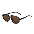 Double-bridge aviator style sunglasses with black frame and brown lenses for daily leisure - Black Frame Dark Tea Lens