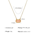 Collana in acciaio inossidabile con ciondolo quadrato e zircone rosa in finitura oro 18K - Rosa Chiaro (SN030043-QP)