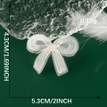 Detail of white embroidered mesh bow lace patch with dimensions for DIY sewing - White Embroidered Bow Style (11)