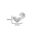 Silver stainless steel heart stud with micro-set zircons for lip or ear piercings - Heart (0155-5#) / Silver