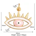 Pink and white enamel evil eye lucky charm pendant in gold finish, 20mm x 14mm size - Pink Enamel