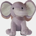 Soft grey plush elephant toy for baby soothing, large size in professional studio shot - Lavender With White Ear Core