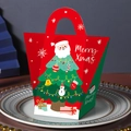 Scatola regalo di Natale rossa con simpatica stampa Babbo Natale e scritta Merry Xmas - Sfondo Rosso Albero di Natale (Senza Nastro)