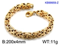 Classic gold titanium steel link chain bracelet with lobster clasp, 200x4mm size - Gold Style (KB99959-Z)