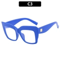 Royal blue oversized cat-eye τετράγωνα γυαλιά με χρυσές μεταλλικές λεπτομέρειες - Μπλε