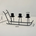 Matte black metal sleigh candle holder with three slots for Christmas home decoration - 3-Slot Sled Candle Holder / Black