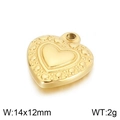 Polished golden heart pendant made of stainless steel measuring 14x12mm for jewelry diy - 3D Gold Heart Pendant (KLJ4959-Z)