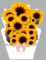 3D pop-up greeting card featuring a vibrant sunflower bouquet with pink ribbon - Sunflower