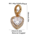 Golden heart pendant with clear zircon inlay and copper finish, 18mm height - Cx149-10 / 18K Gold