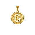 Pendentif lettre G en acier inoxydable plaqué or 18K avec émail blanc poli - Lettre G (S-P173-G)