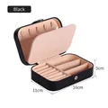 Portable black PU leather jewelry box with compartments for rings and necklaces, 16x11x5cm - Double Layer PU Leather / Black